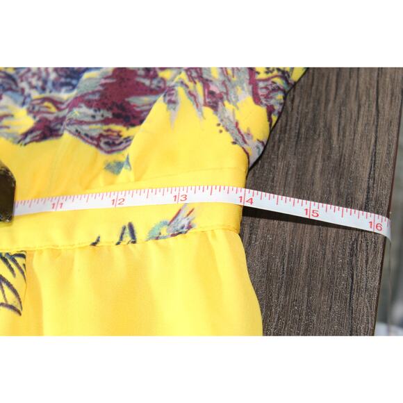 Guess Yellow Japanese Watercolor Tiger Dress Floral Hollywood Sun Halter Medium - Picture 9 of 16